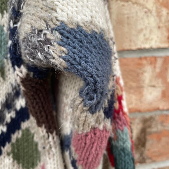 Last Chance Vintage IVY Sweater Button Down Hand Knit Country Design Medium Y2K - Picture 7 of 13